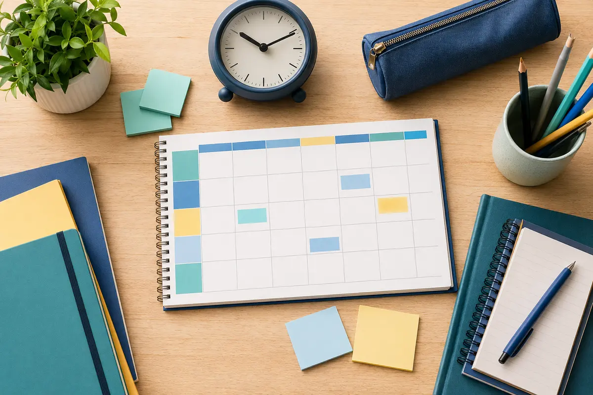 Study schedule for college weekly time-blocking plan